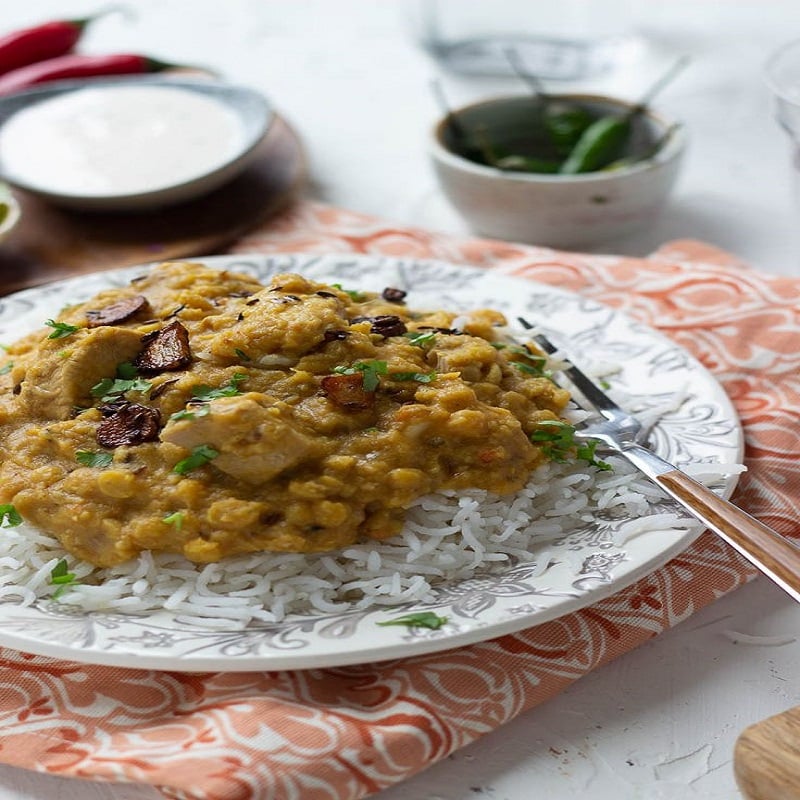 Chicken Dal Gosh & Jeera Rice